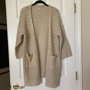 Mo:vint Anthropologie Beige Crochet Cardigan